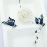 HIBRIDE Elegant Flower Earrings AAA CZ Crystal White Gold Stud Earring brincos boucle d'oreille E-365