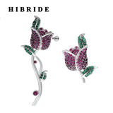 HIBRIDE Elegant Flower Earrings AAA CZ Crystal White Gold Stud Earring brincos boucle d'oreille E-365