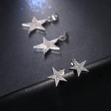 HIBRIDE 2 Star Shiny Micro CZ Pave Women Stud Earrings E-397