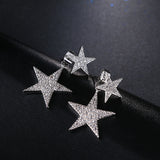 HIBRIDE 2 Star Shiny Micro CZ Pave Women Stud Earrings E-397