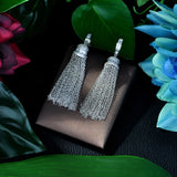 HIBRID Long Dangle Tassel Earrings AAA Cubic Zirconia E-70