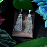 HIBRID Long Dangle Tassel Earrings AAA Cubic Zirconia E-70