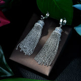 HIBRID Long Dangle Tassel Earrings AAA Cubic Zirconia E-70