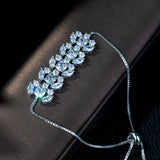 HIBRIDE Adjustable Bracelet Bangle Captivate Bar Slider Brilliant CZ White Gold  B-012