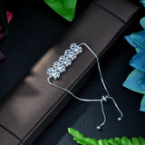 HIBRIDE Adjustable Bracelet Bangle Captivate Bar Slider Brilliant CZ White Gold  B-012