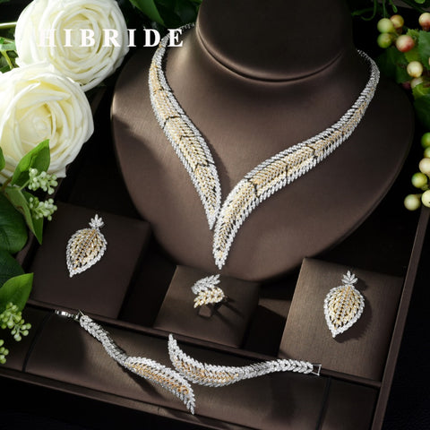 HIBRIDE African 4pcs Bridal Zirconia Jewelry Sets