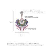 HIBRIDE Bohemia Style Multicolor Cubic Zircon Pave Big Pendant Drop Earring E-504