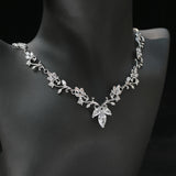 HIBRIDE Beautiful Flower Austrian Crystal Cubic Zircon Necklace Sets