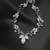 HIBRIDE Beautiful Flower Austrian Crystal Cubic Zircon Necklace Sets