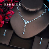 HIBRIDE Beautiful Flower Clear Cubic Zirconia Jewelry Sets