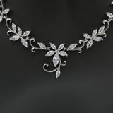 HIBRIDE Beautiful Flower Design Brilliant Cubic Zircon Necklace Earring Sets