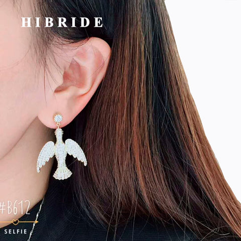 HIBRIDE Beautiful Fly Bird Shape Black Gun Plated /Gold Color Drop Earrings E-624