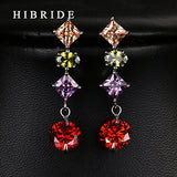 HIBRIDE Punk Style Red Rhinestone Earrings E-37