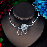 HIBRIDE Bridal Necklace AAA Cubic Zirconia Flower Design Choker Pendant