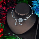 HIBRIDE Bridal Necklace AAA Cubic Zirconia Flower Design Choker Pendant