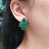 HIBRIDE Bohemia Style Beautiful Green Cubic Zirconia Earring Necklace Set