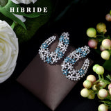 HIBRIDE Bohemia Wedding Stud Earring Multicolor Cubic Zirconia Festival Bijoux Femme E-433