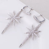 HIBRIDE  European Style Five Star Shape CZ Stone Pave Pendant Drop Earrings E-194