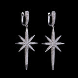 HIBRIDE  European Style Five Star Shape CZ Stone Pave Pendant Drop Earrings E-194