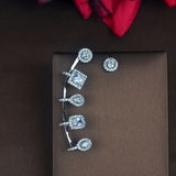 HIBRIDE New Style Round Square Cubic Zirconia Stud Earring E-757