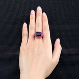 HIBRIDE Black Cubic Zirconia Pink Gold Color Ring