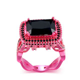 HIBRIDE Black Cubic Zirconia Pink Gold Color Ring