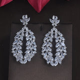 HIBRIDE Yellow Blue Clear CZ Stone Drop Dangle Earrings E-678