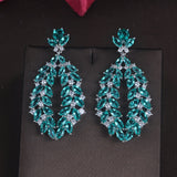 HIBRIDE Yellow Blue Clear CZ Stone Drop Dangle Earrings E-678