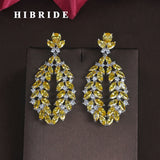 HIBRIDE Yellow Blue Clear CZ Stone Drop Dangle Earrings E-678