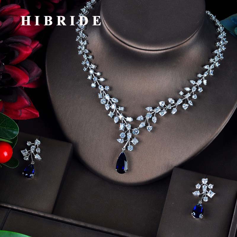 HIBRIDE Charm Blue Water Drop Dubai Jewelry Sets