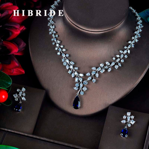 HIBRIDE Charm Blue Water Drop Dubai Jewelry Sets