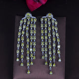 HIBRIDE Yellow Green Clear Cubic Zirocnia Bride Drop Tassel Dangle Earring E-702