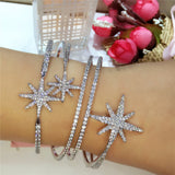 HIBRIDE Classic AAA Cubic Zirconia Luck Star Adjustable Open Bracelet Bangles B-117