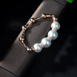 HIBRIDE Classic Rose Gold Color Mona Lisa Bracelets Bangles with Pearl Stone B-33