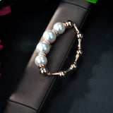 HIBRIDE Classic Rose Gold Color Mona Lisa Bracelets Bangles with Pearl Stone B-33