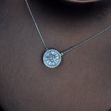 HIBRIDE Classic Round Shape Shiny Full CZ Pendant Necklace