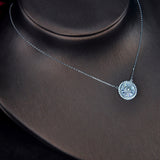 HIBRIDE Classic Round Shape Shiny Full CZ Pendant Necklace