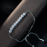 HIBRIDE Delicate Sliver Color Girl Adjustable Baguette Bracelet Stacked Cubic Zircon Bracelet B-43