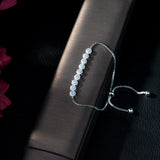 HIBRIDE Delicate Sliver Color Girl Adjustable Baguette Bracelet Stacked Cubic Zircon Bracelet B-43