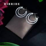 HIBRIDE White CZ Stone Post Hope Earrings E-402