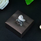 HIBRIDE Elegant Angel Wing Feather Full Cubic Zirconia Pave Ring