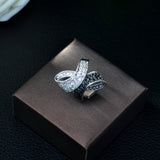 HIBRIDE Elegant Angel Wing Feather Full Cubic Zirconia Pave Ring