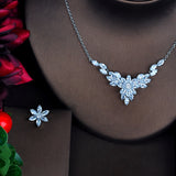 HIBRIDE Elegant Clear Flower Clear AAA Cubic Zircon Jewelry Sets