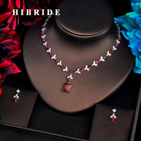 HIBRIDE Elegant Design Red Cubic Zircon Jewelry Sets