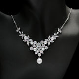 HIBRIDE Elegant Flower Shape AAA Cubic Zirconia Necklace Earrings Nigerian Beads Necklace Jewelry Sets