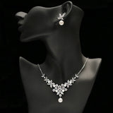 HIBRIDE Elegant Flower Shape AAA Cubic Zirconia Necklace Earrings Nigerian Beads Necklace Jewelry Sets