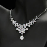 HIBRIDE Elegant Flower Shape AAA Cubic Zirconia Necklace Earrings Nigerian Beads Necklace Jewelry Sets