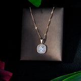 HIBRIDE Rose Gold Color Pendant Necklace With Crystal CZ Pave Water Drop Shape