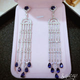 HIBRIDE European Style Water Drop Cubic Zircon Bridal Long Tassel Earring Brincos Bijoux E-517