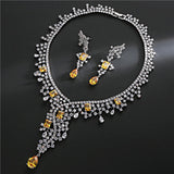 HIBRIDE European Style Round Cut CZ Pendant Necklace Earring Set Water Drop Women Bridal Jewelry Sets Dress Accessories N-1050